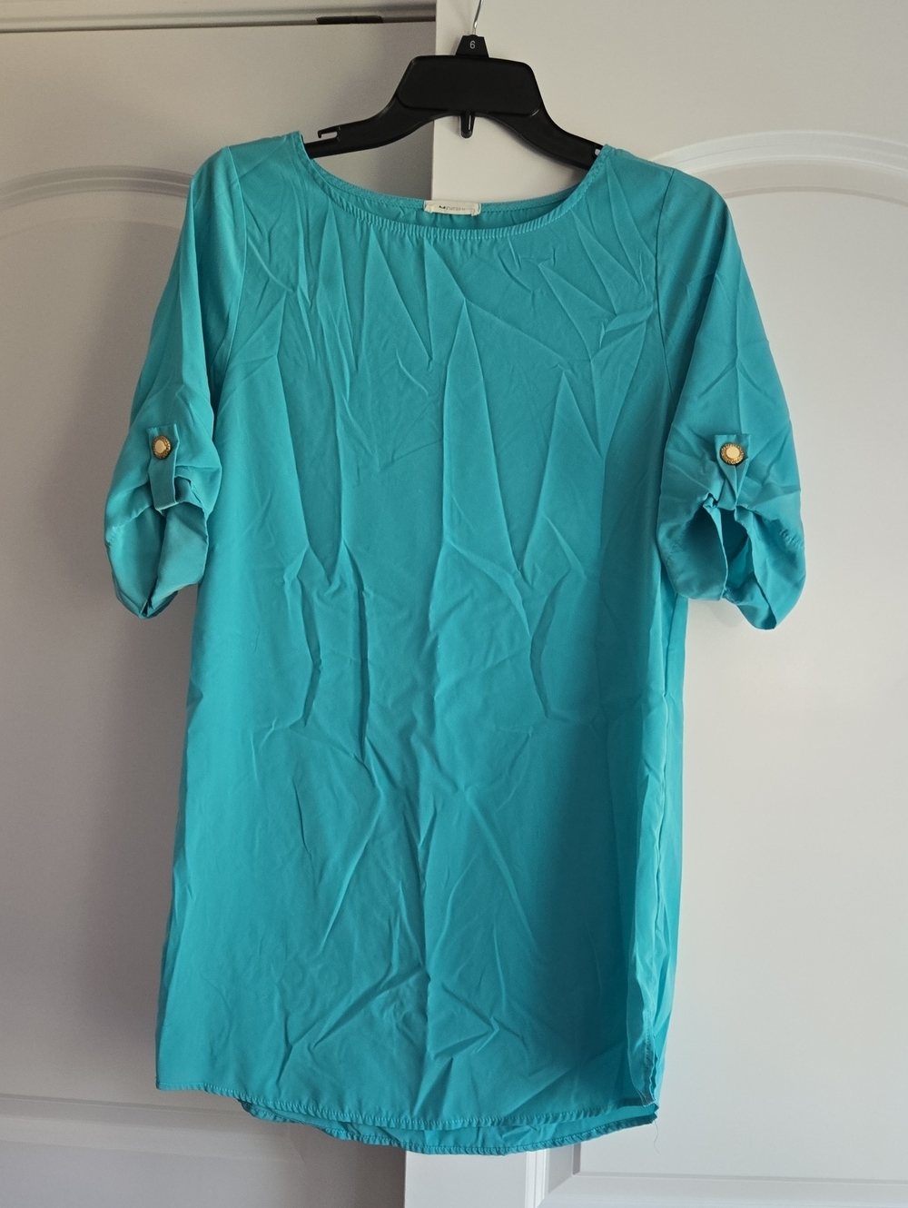 Women's Teal Short-Sleeve Shirt Dress